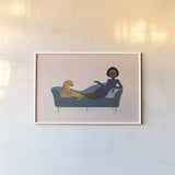 Wild Lounge I Rose Pink by Omar Escalante. shown as a paper print in a white frame. Available as a archival giclee rolled canvas, fine art paper, or poster print. SKU 77184i.