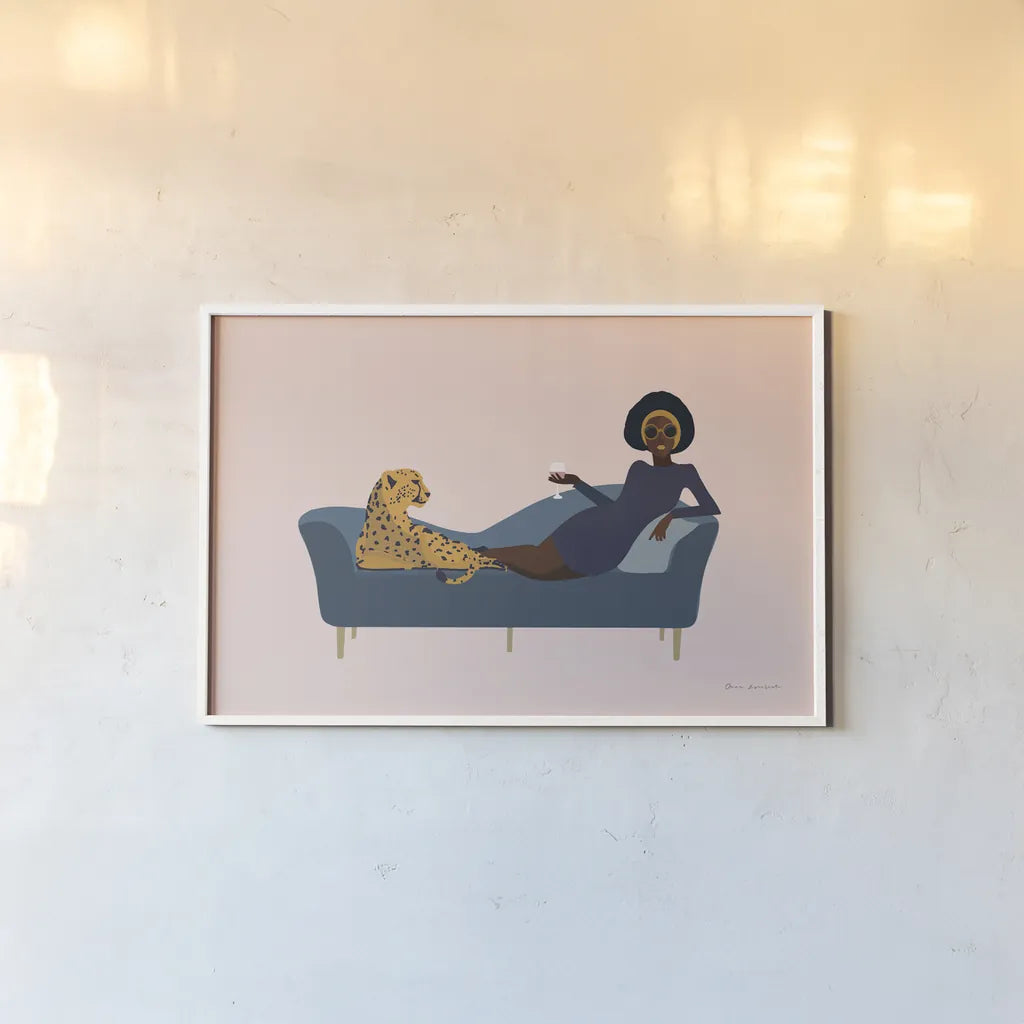 Wild Lounge I Rose Pink by Omar Escalante. shown as a paper print in a white frame. Available as a archival giclee rolled canvas, fine art paper, or poster print. SKU 77184i.