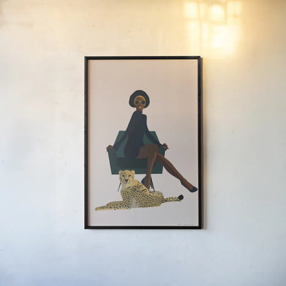 Wild Lounge II by Omar Escalante. shown as a paper print in a black flame. Available as a archival giclee rolled canvas, fine art paper, or poster print. SKU 71788h.