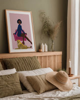Wild Lounge II Grandeur by Omar Escalante. shown as a paper print in a natural frame. Available as a archival giclee rolled canvas, fine art paper, or poster print. SKU 73199h.