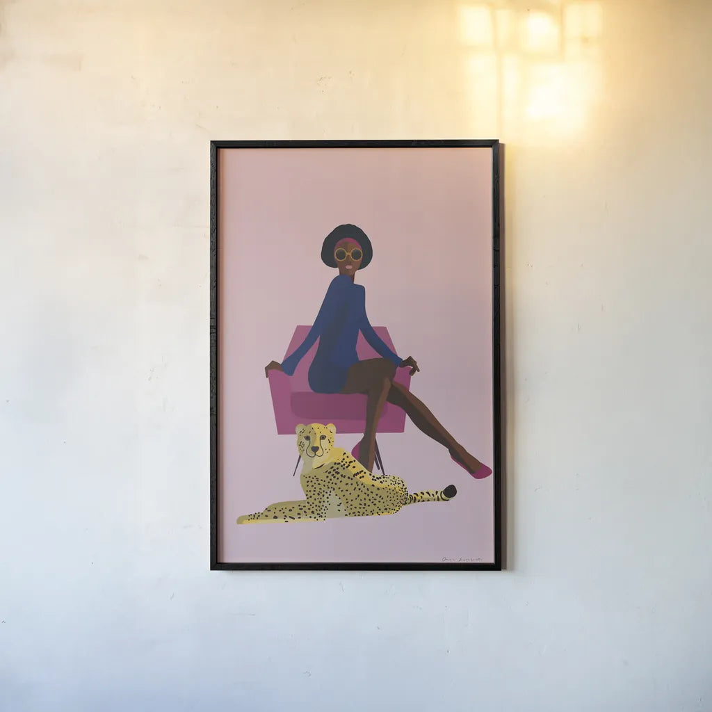 Wild Lounge II Grandeur by Omar Escalante. shown as a paper print in a black flame. Available as a archival giclee rolled canvas, fine art paper, or poster print. SKU 73199h.