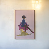 Wild Lounge II Grandeur by Omar Escalante. shown as a paper print in a natural frame. Available as a archival giclee rolled canvas, fine art paper, or poster print. SKU 73199h.