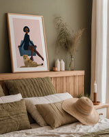 Wild Lounge II Rose Pink by Omar Escalante. shown as a paper print in a natural frame. Available as a archival giclee rolled canvas, fine art paper, or poster print. SKU 77185h.