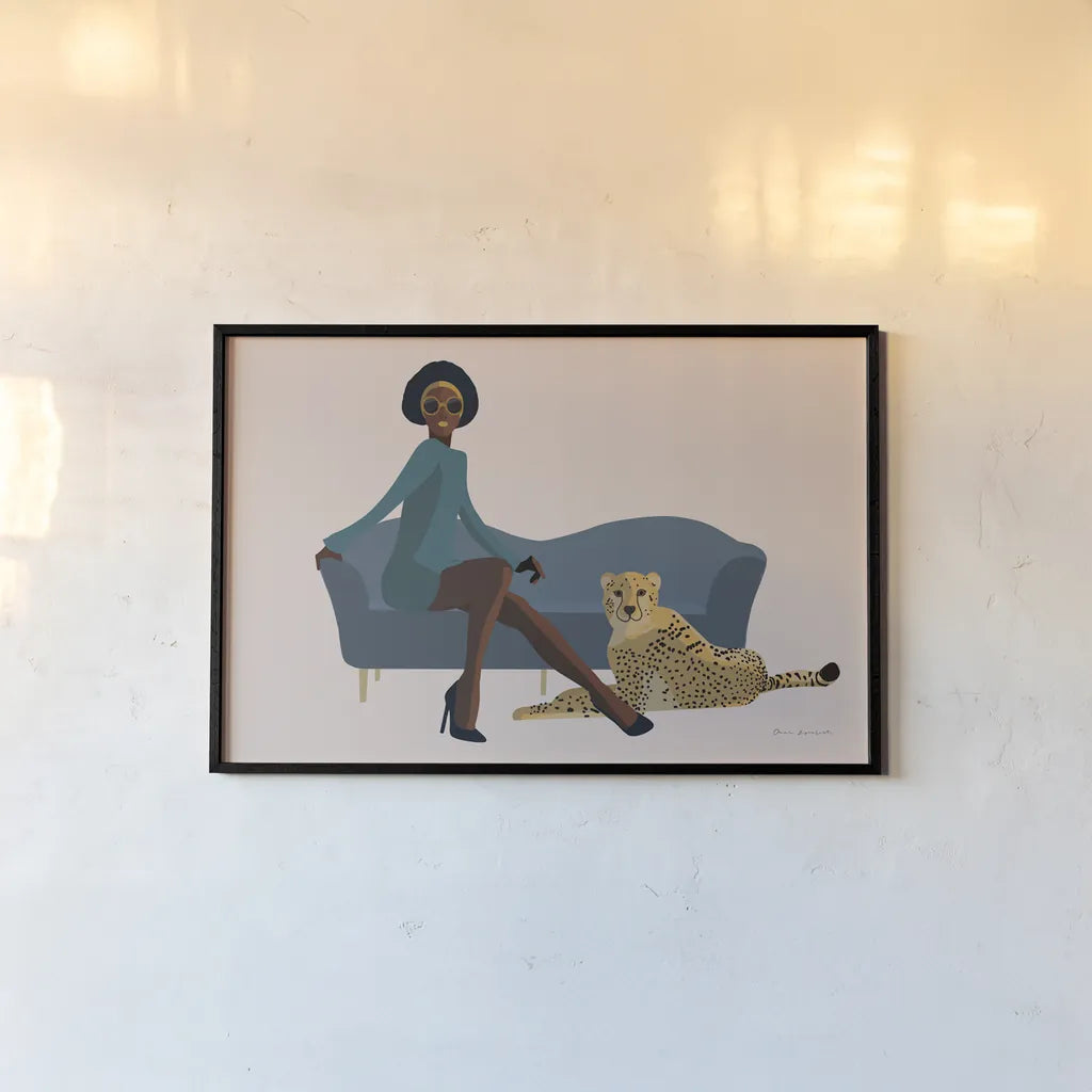 Wild Lounge III by Omar Escalante. shown as a paper print in a black flame. Available as a archival giclee rolled canvas, fine art paper, or poster print. SKU 76813i.