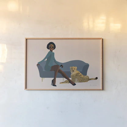 Wild Lounge III by Omar Escalante. shown as a paper print in a natural frame. Available as a archival giclee rolled canvas, fine art paper, or poster print. SKU 76813i.