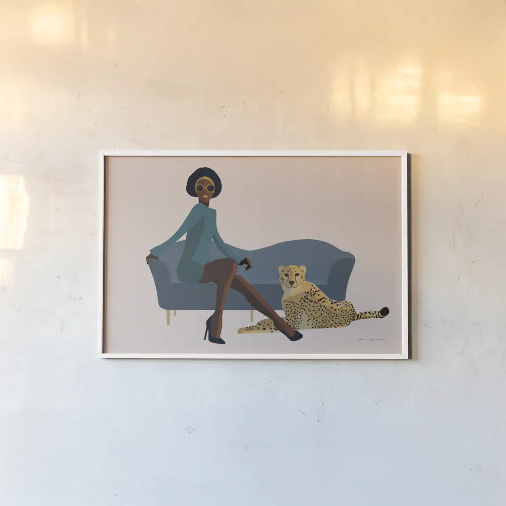 Wild Lounge III by Omar Escalante. shown as a paper print in a white frame. Available as a archival giclee rolled canvas, fine art paper, or poster print. SKU 76813i.