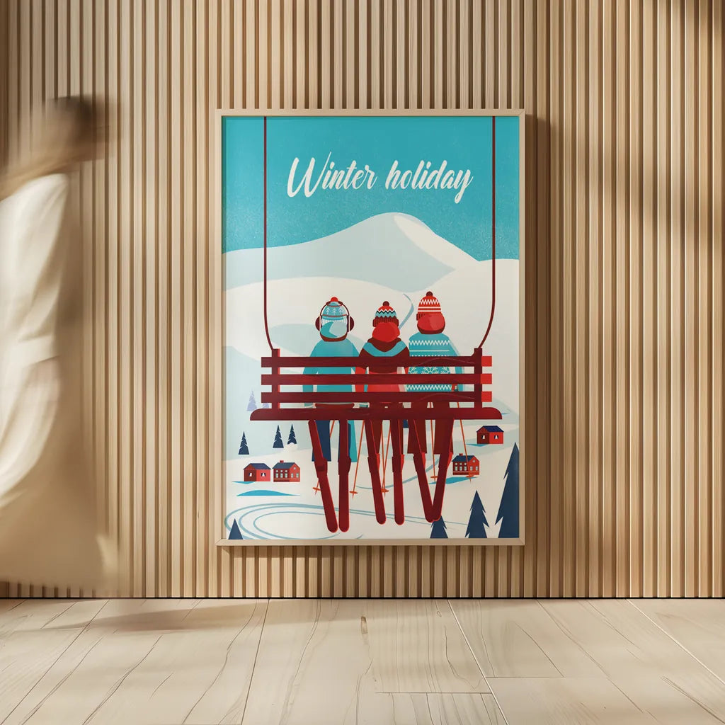 Winter Holiday by Omar Escalante. shown as over sized large wall art. Available as an archival giclee rolled canvas, fine art paper, or poster print. SKU 67454h.