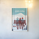 Winter Holiday by Omar Escalante. shown as a paper print in a white frame. Available as a archival giclee rolled canvas, fine art paper, or poster print. SKU 67454h.