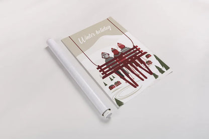 Winter Holiday Red by Omar Escalante. shown as a rolled paper print. Available as archival giclee rolled canvas, fine art paper, or poster print. SKU 68866h.