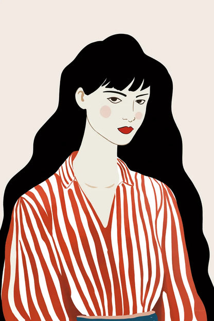 Woman in Striped Blouse I by Omar Escalante. SKU 98857h. Archival Giclee Fine art print for wall decor.