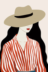 Woman in Striped Blouse I v2 by Omar Escalante. SKU 100931h. Archival Giclee Fine art print for wall decor.