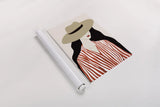 Woman in Striped Blouse I v2 by Omar Escalante. shown as a rolled paper print. Available as archival giclee rolled canvas, fine art paper, or poster print. SKU 100931h.