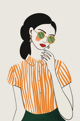 Woman in Striped Blouse II v2 by Omar Escalante. SKU 100932h. Archival Giclee Fine art print for wall decor.