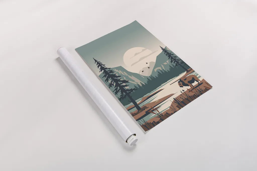 Yellowstone No Words by Omar Escalante. shown as a rolled paper print. Available as archival giclee rolled canvas, fine art paper, or poster print. SKU 91364h.