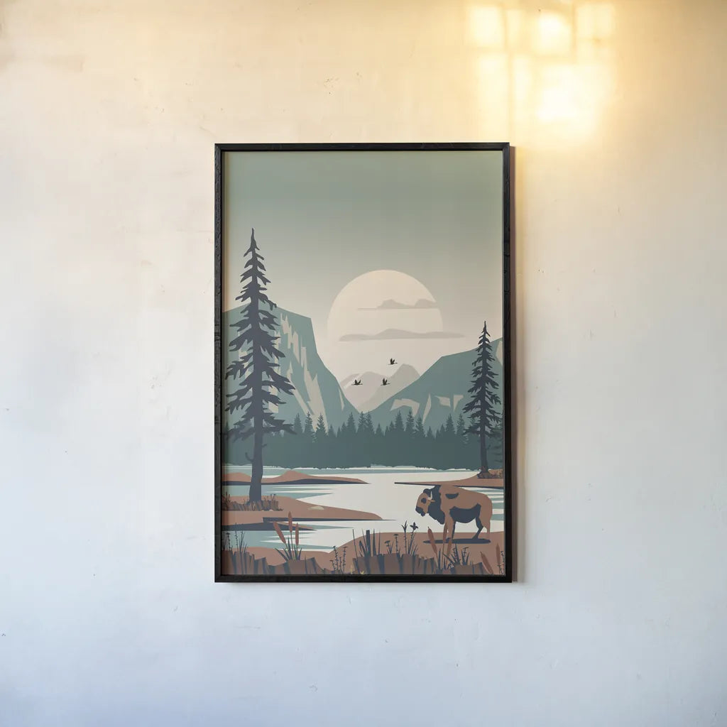 Yellowstone No Words by Omar Escalante. shown as a paper print in a black flame. Available as a archival giclee rolled canvas, fine art paper, or poster print. SKU 91364h.