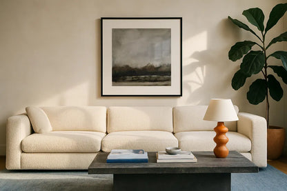 Along the Canal by Pamela Munger. Displayed in a glass frame with matte in a clean modern living room. Available as an archival giclee rolled canvas, fine art paper, or poster print. SKU 95381a.