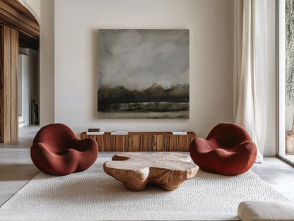 Along the Canal by Pamela Munger. Shown as extra-large giant wall art in a modern living room. Available as an archival giclee rolled canvas, fine art paper, or poster print. SKU 95381a.