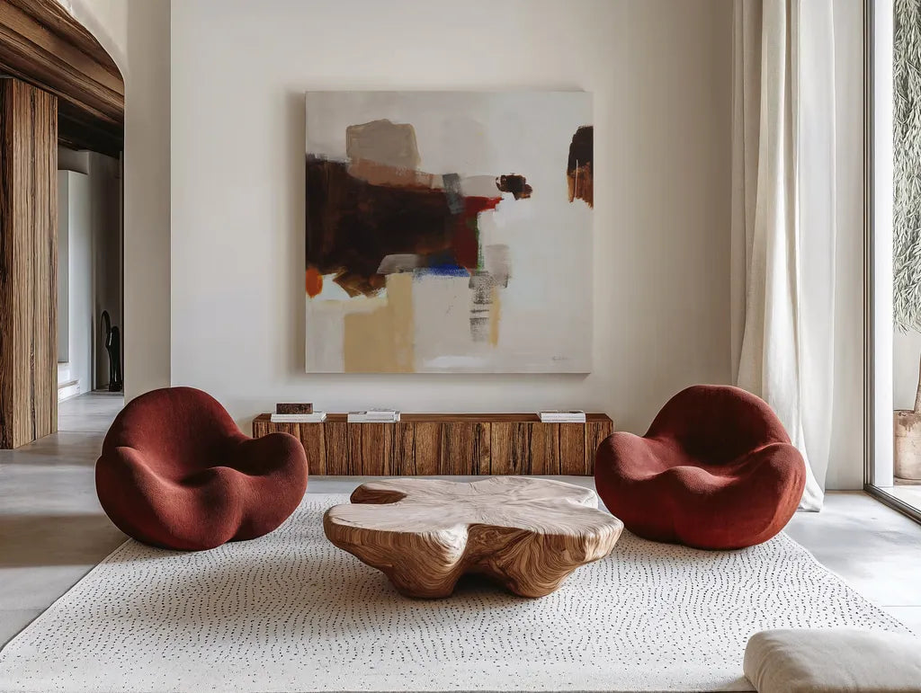 American Rust by Pamela Munger. Shown as extra-large giant wall art in a modern living room. Available as an archival giclee rolled canvas, fine art paper, or poster print. SKU 90194a.