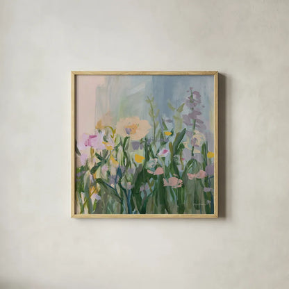 April Meadow by Pamela Munger. Shown in a natural wood glass frame for a timeless modern aesthetic. Available as an archival giclee rolled canvas, fine art paper, or poster print. SKU 102487a.