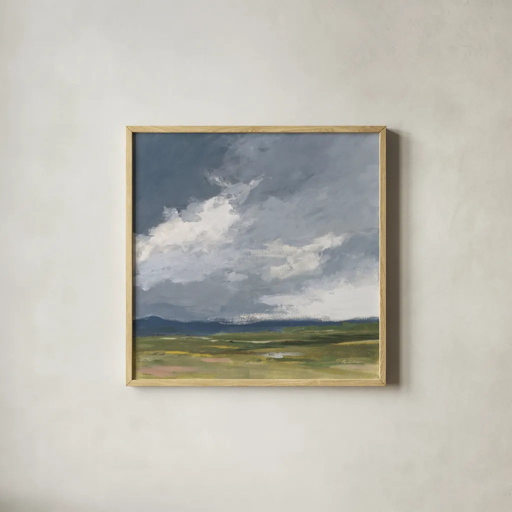 August Storm Honeybloom by Pamela Munger. Shown in a natural wood glass frame for a timeless modern aesthetic. Available as an archival giclee rolled canvas, fine art paper, or poster print. SKU 90645a.