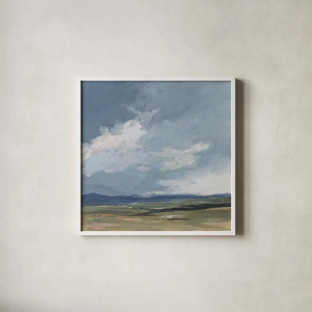 August Storm Light by Pamela Munger. Shown in a crisp white glass frame for a clean and minimalist style. Available as an archival giclee rolled canvas, fine art paper, or poster print. SKU 88496a.
