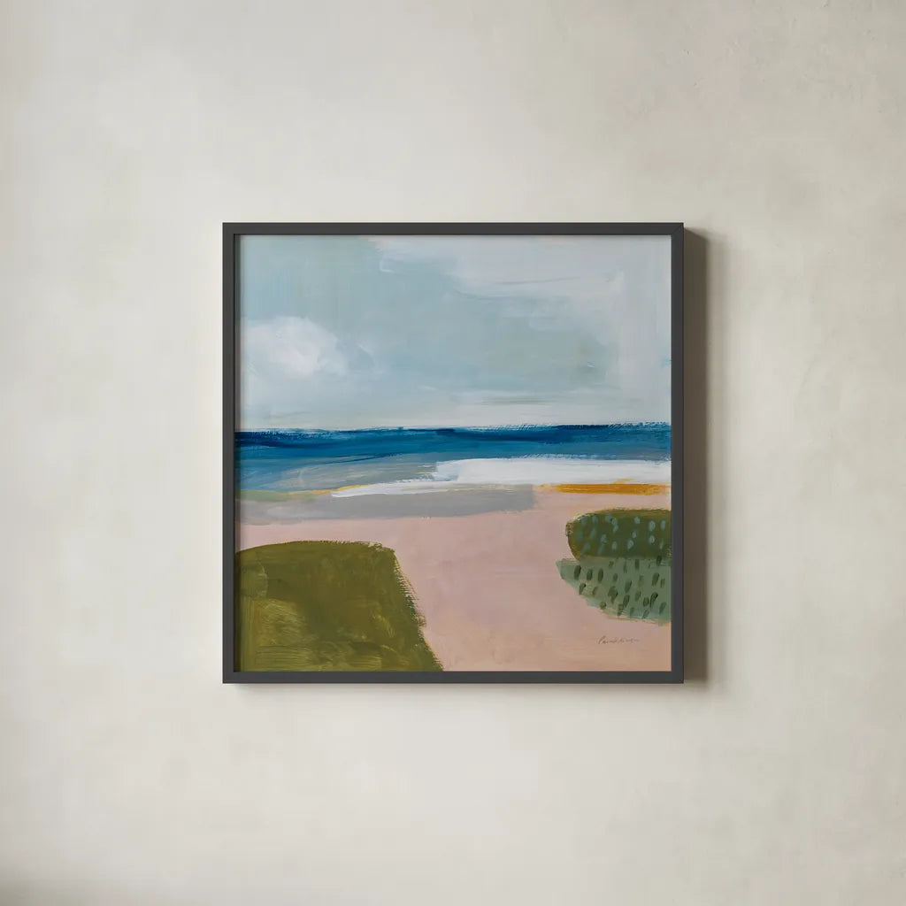 Beach Daze by Pamela Munger. Shown in a sleek black glass frame for a contemporary gallery look. Available as an archival giclee rolled canvas, fine art paper, or poster print. SKU 74472a.