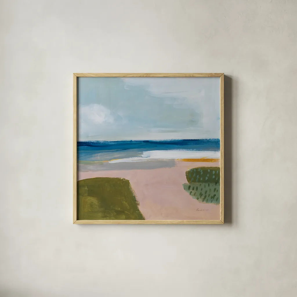 Beach Daze by Pamela Munger. Shown in a natural wood glass frame for a timeless modern aesthetic. Available as an archival giclee rolled canvas, fine art paper, or poster print. SKU 74472a.