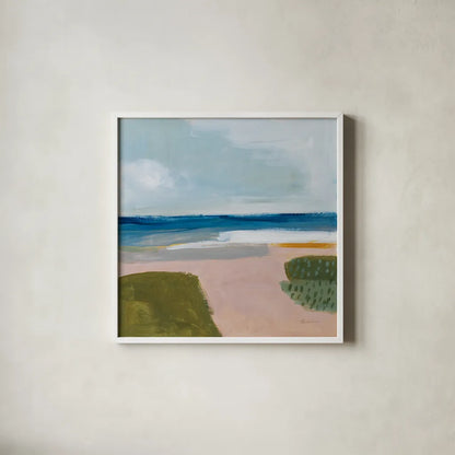 Beach Daze by Pamela Munger. Shown in a crisp white glass frame for a clean and minimalist style. Available as an archival giclee rolled canvas, fine art paper, or poster print. SKU 74472a.