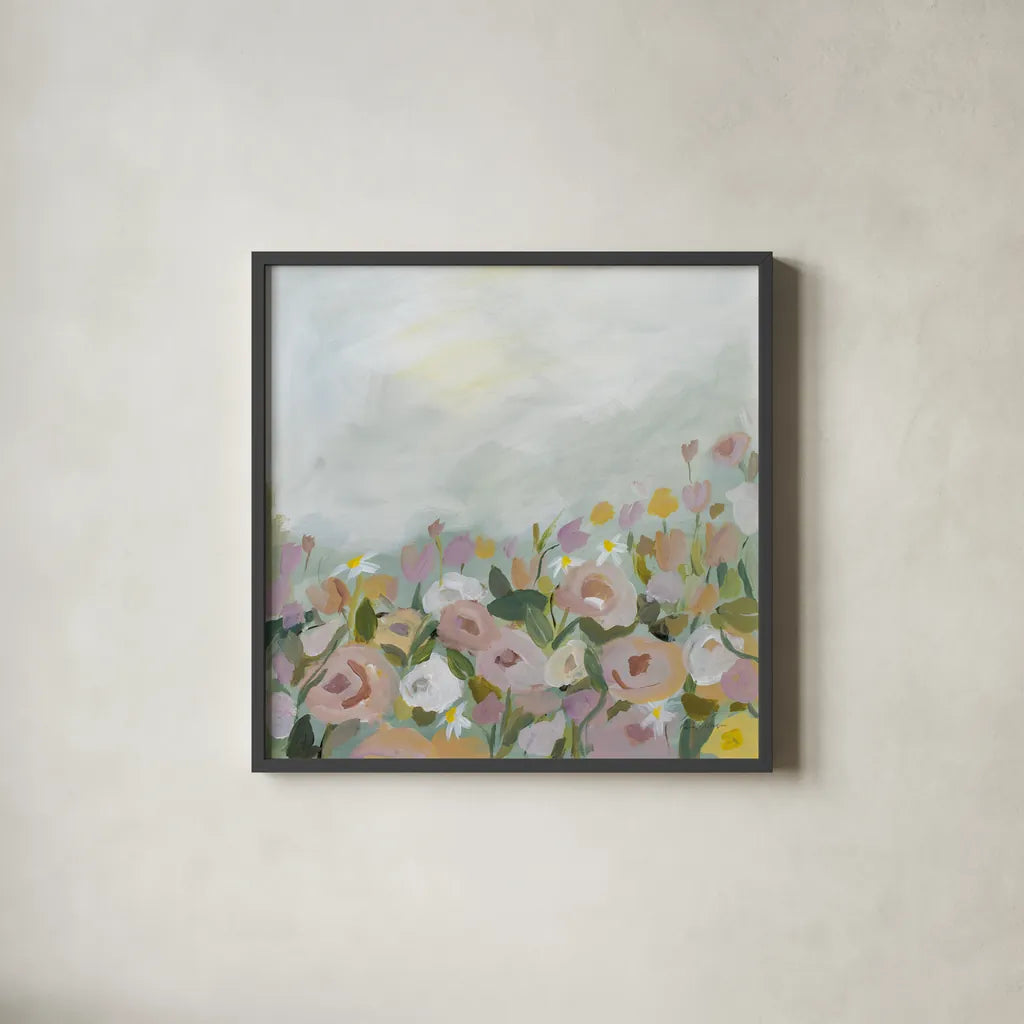 Blooming Landscape by Pamela Munger. Shown in a sleek black glass frame for a contemporary gallery look. Available as an archival giclee rolled canvas, fine art paper, or poster print. SKU 81276a.