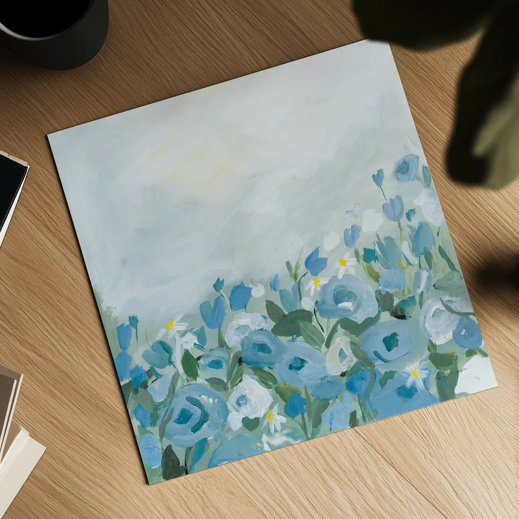 Blooming Landscape Blue by Pamela Munger. Shown as a detailed flat fine art print, highlighting archival giclee quality. Available as an archival giclee rolled canvas, fine art paper, or poster print. SKU 82088a.