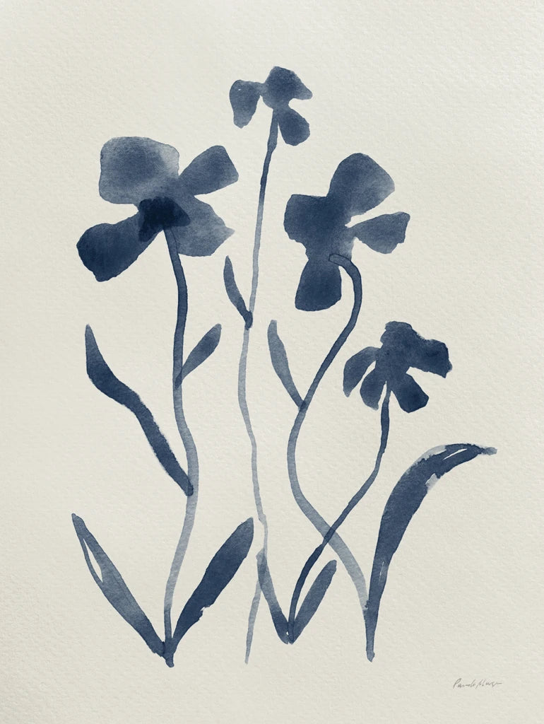 Blue Florals II Navy by Pamela Munger