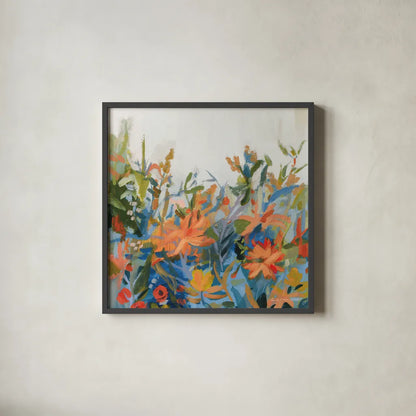 Blue Spring v2 Crop by Pamela Munger. Shown in a sleek black glass frame for a contemporary gallery look. Available as an archival giclee rolled canvas, fine art paper, or poster print. SKU 95211a.