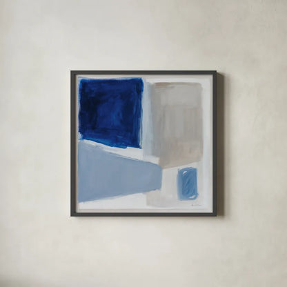 Blue and Brew by Pamela Munger. Shown in a sleek black glass frame for a contemporary gallery look. Available as an archival giclee rolled canvas, fine art paper, or poster print. SKU 84603a.