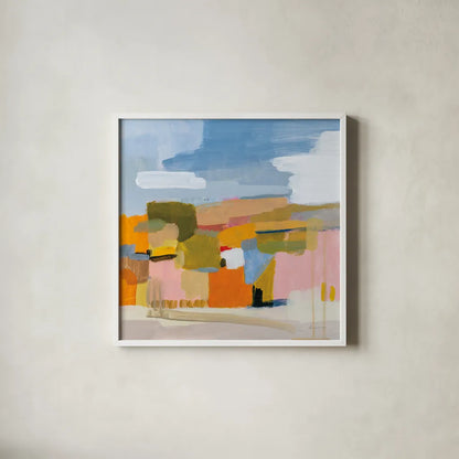 Bright Beginning by Pamela Munger. Shown in a crisp white glass frame for a clean and minimalist style. Available as an archival giclee rolled canvas, fine art paper, or poster print. SKU 84599a.