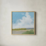 Clouds Over Lagoon by Pamela Munger. Shown in a natural wood glass frame for a timeless modern aesthetic. Available as an archival giclee rolled canvas, fine art paper, or poster print. SKU 71697a.
