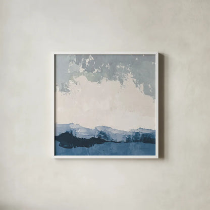 Coastal Landscape by Pamela Munger. Shown in a crisp white glass frame for a clean and minimalist style. Available as an archival giclee rolled canvas, fine art paper, or poster print. SKU 71989a.