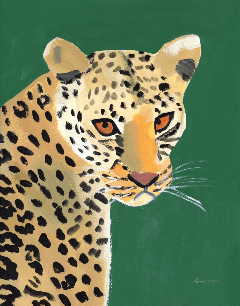 Colorful Cheetah on Emerald by Pamela Munger