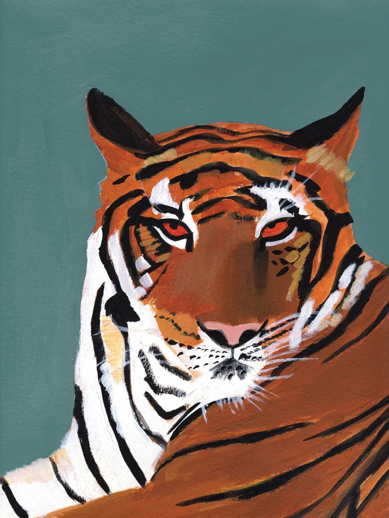 Colorful Tiger on Teal by Pamela Munger