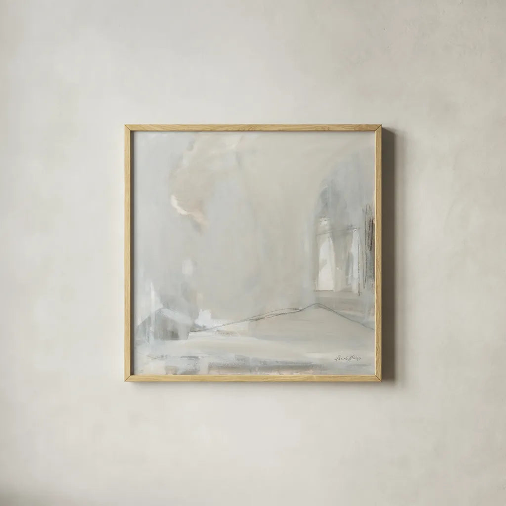 Delicate Gray by Pamela Munger. Shown in a natural wood glass frame for a timeless modern aesthetic. Available as an archival giclee rolled canvas, fine art paper, or poster print. SKU 68967a.