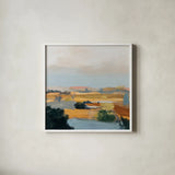 Dreams Out West by Pamela Munger. Shown in a crisp white glass frame for a clean and minimalist style. Available as an archival giclee rolled canvas, fine art paper, or poster print. SKU 72447a.