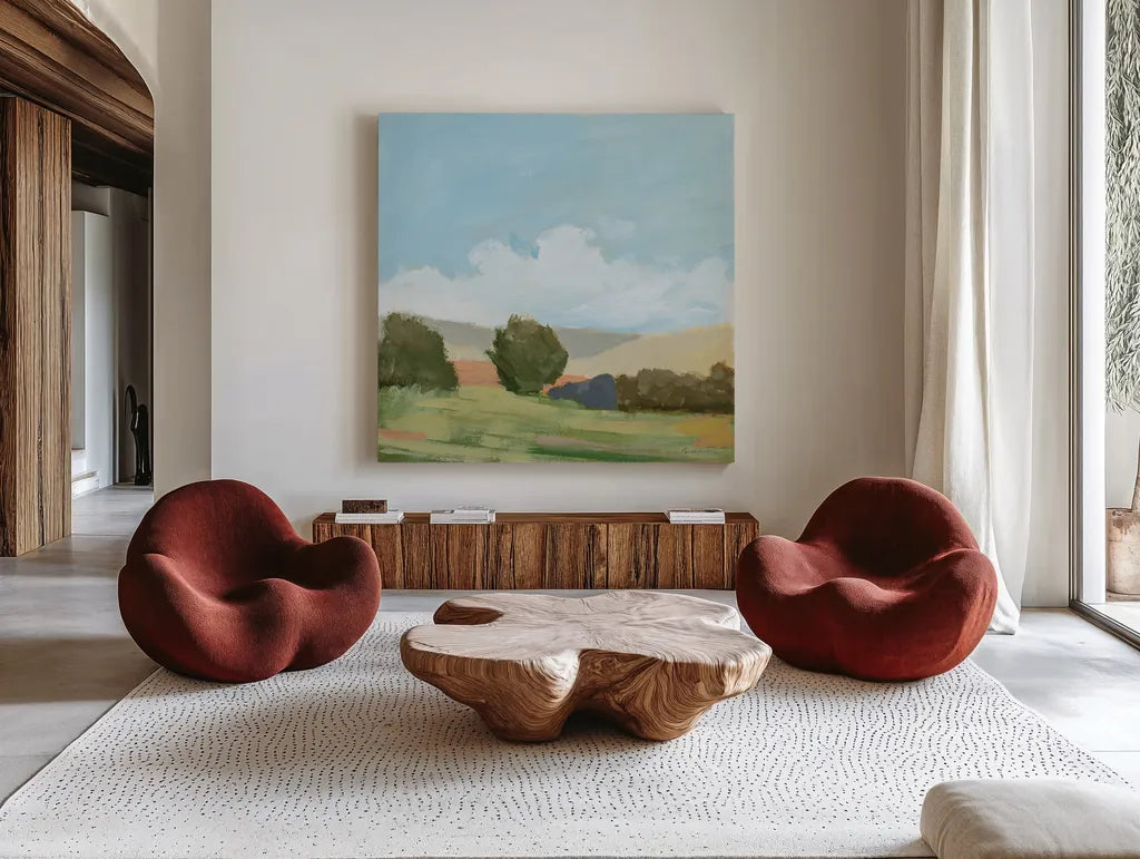 Early Spring by Pamela Munger. Shown as extra-large giant wall art in a modern living room. Available as an archival giclee rolled canvas, fine art paper, or poster print. SKU 71507a.