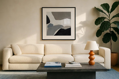 Faze by Pamela Munger. Displayed in a glass frame with matte in a clean modern living room. Available as an archival giclee rolled canvas, fine art paper, or poster print. SKU 76902a.