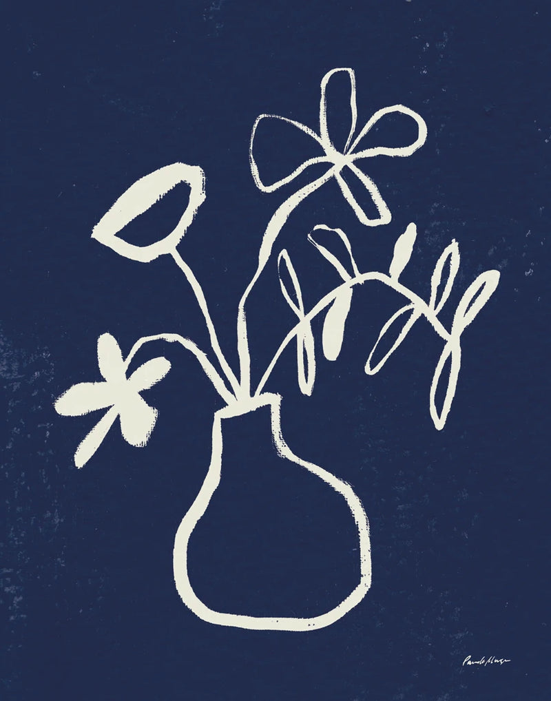 Floral Sketch I Navy by Pamela Munger