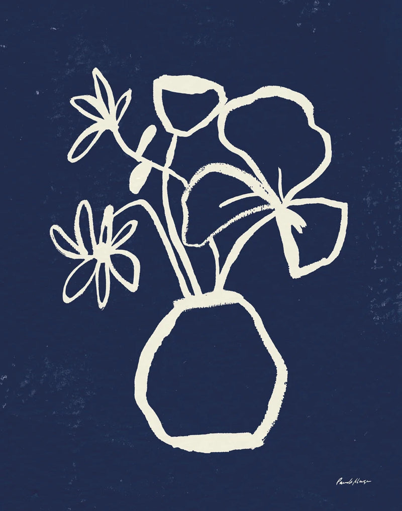 Floral Sketch II Navy by Pamela Munger