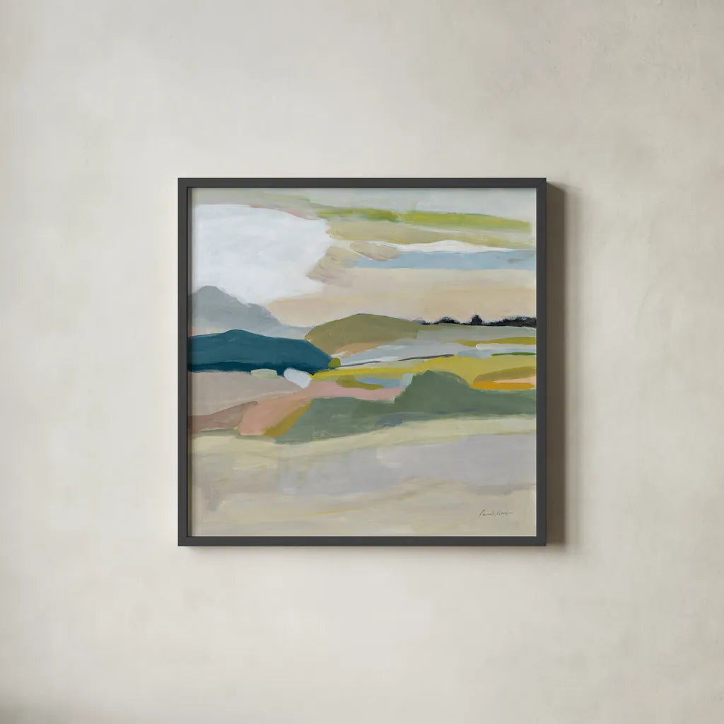 Foraging in the Spring by Pamela Munger. Shown in a sleek black glass frame for a contemporary gallery look. Available as an archival giclee rolled canvas, fine art paper, or poster print. SKU 83521a.