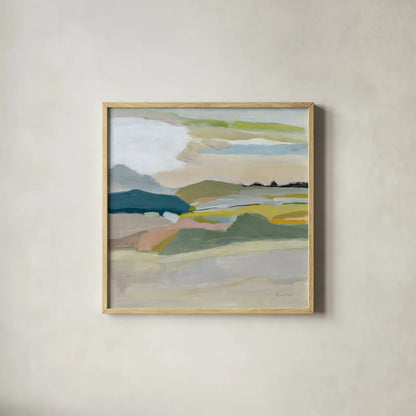 Foraging in the Spring by Pamela Munger. Shown in a natural wood glass frame for a timeless modern aesthetic. Available as an archival giclee rolled canvas, fine art paper, or poster print. SKU 83521a.