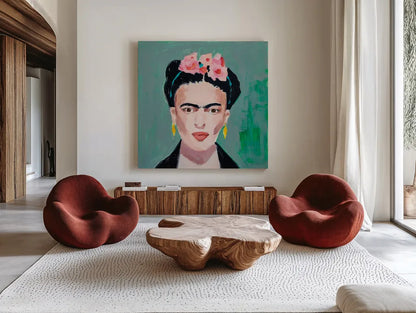 Frida by Pamela Munger. Shown as extra-large giant wall art in a modern living room. Available as an archival giclee rolled canvas, fine art paper, or poster print. SKU 70542a.