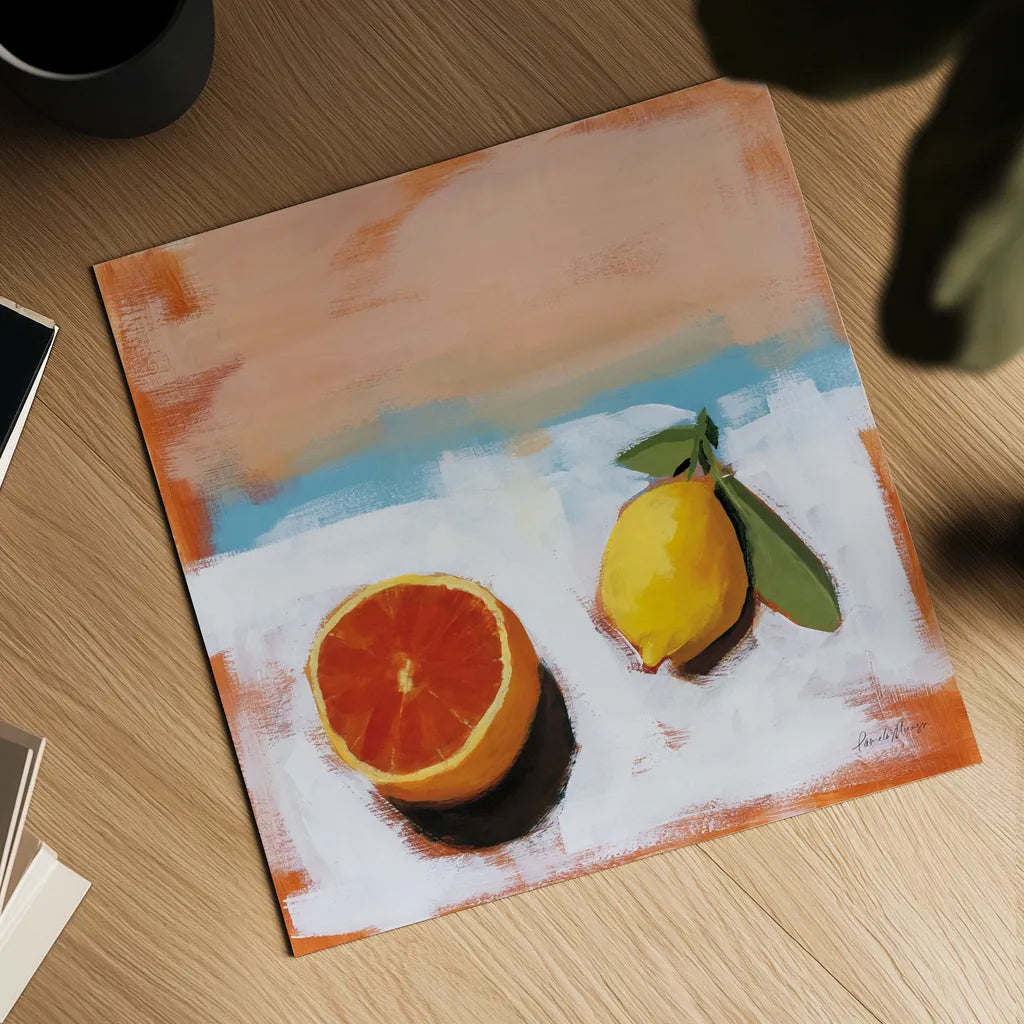 Fruit and Cheer I by Pamela Munger. Shown as a detailed flat fine art print, highlighting archival giclee quality. Available as an archival giclee rolled canvas, fine art paper, or poster print. SKU 68965a.