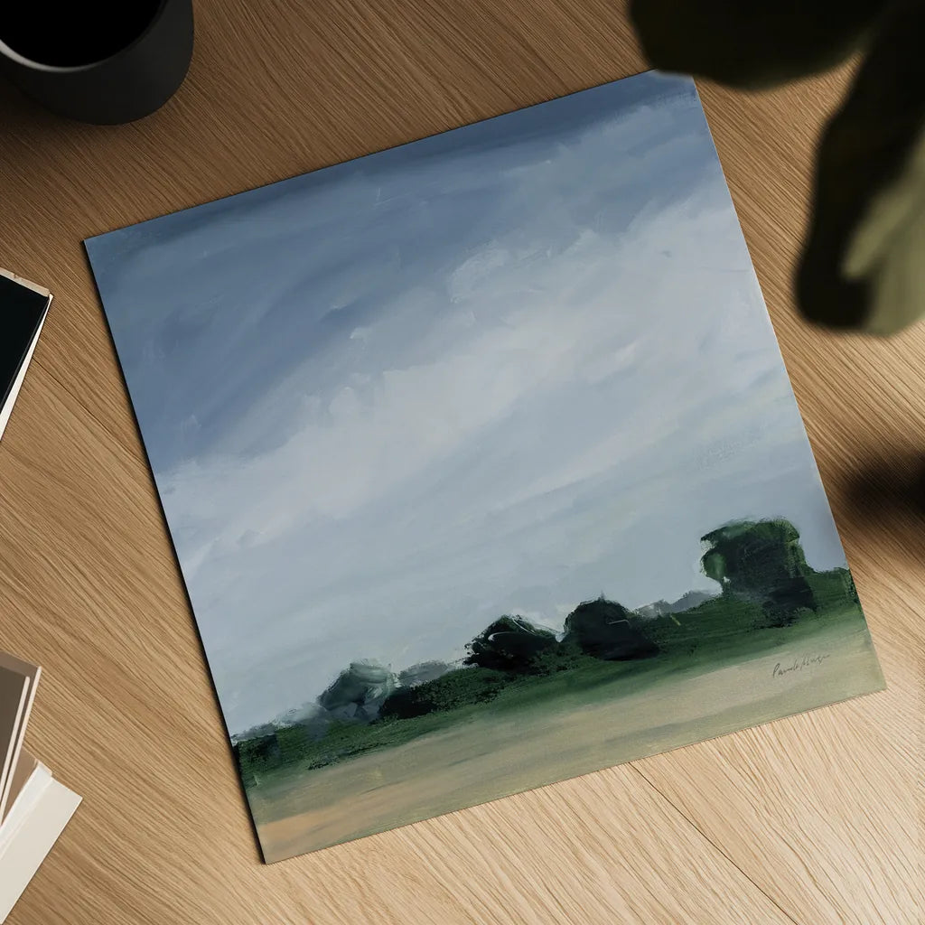 Gray Over Green by Pamela Munger. Shown as a detailed flat fine art print, highlighting archival giclee quality. Available as an archival giclee rolled canvas, fine art paper, or poster print. SKU 76299a.