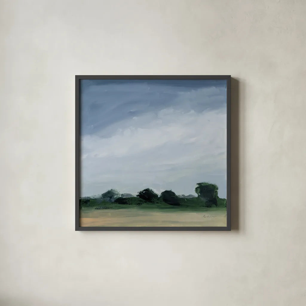 Gray Over Green by Pamela Munger. Shown in a sleek black glass frame for a contemporary gallery look. Available as an archival giclee rolled canvas, fine art paper, or poster print. SKU 76299a.